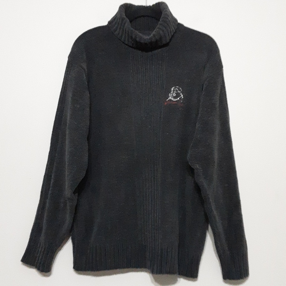Vintage FUBU sweater pullover men M chenille turtleneck gray y2k soft Retro cozy